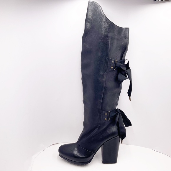 {Vanessa Bruno} Leather & Bows Over Knee Boots - Picture 4 of 16
